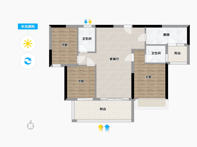 广东省-韶关市-金科集美江山-88.80-户型库-采光通风