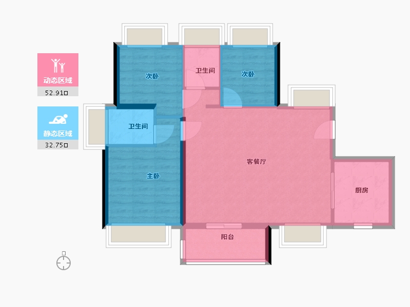 广东省-深圳市-创城云璞-77.33-户型库-动静分区