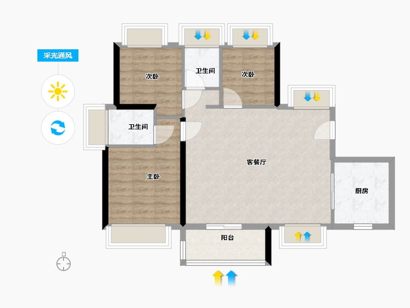 广东省-深圳市-创城云璞-77.33-户型库-采光通风