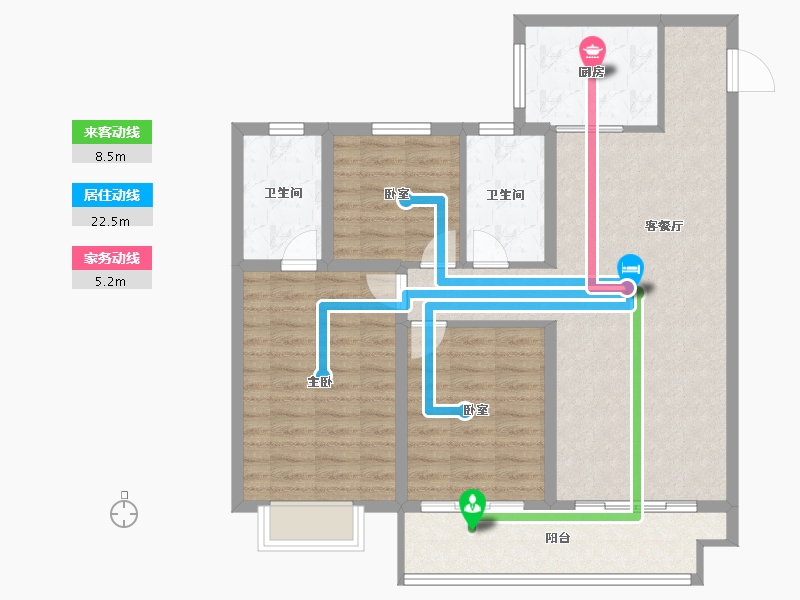 山西省-晋城市-铭基·和谐雅园-94.40-户型库-动静线