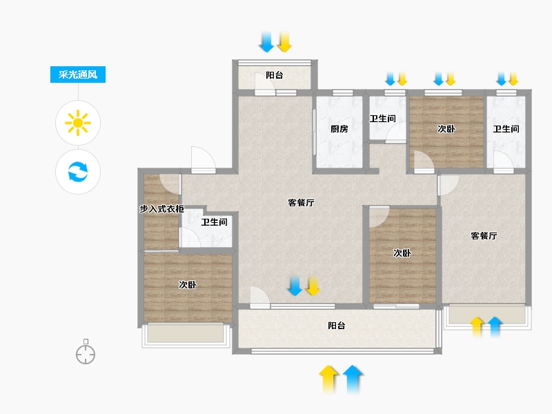 山东省-滨州市-富海观岳-136.00-户型库-采光通风