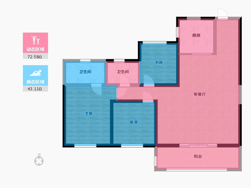 陕西省-西安市-金泰·唐樾-103.34-户型库-动静分区