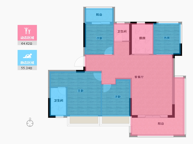 浙江省-台州市-方远建发·缦云-108.16-户型库-动静分区