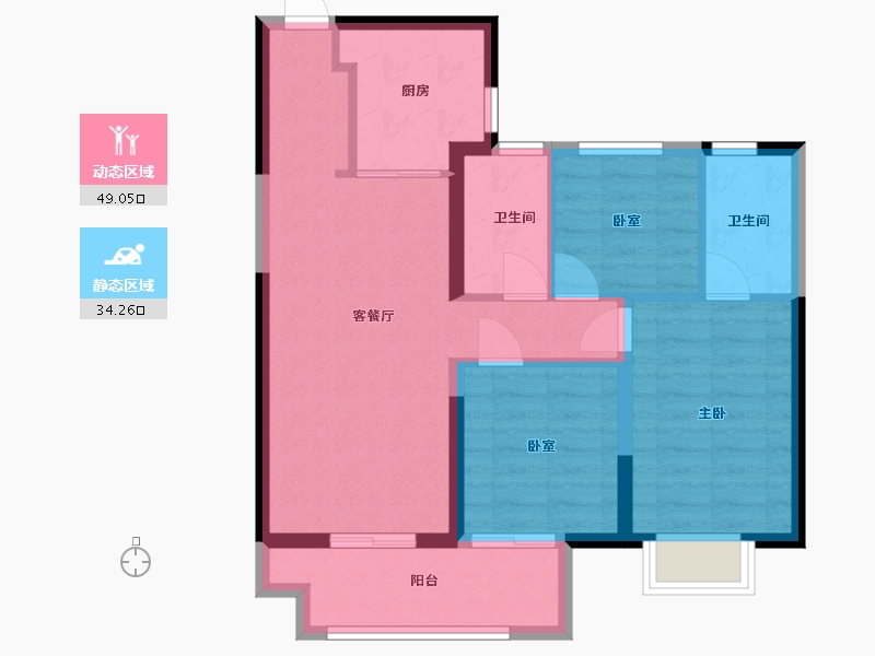 陕西省-西安市-高科·枫林九里│境阅里-74.24-户型库-动静分区