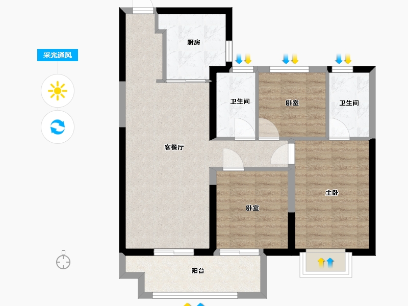 陕西省-西安市-高科·枫林九里│境阅里-74.24-户型库-采光通风