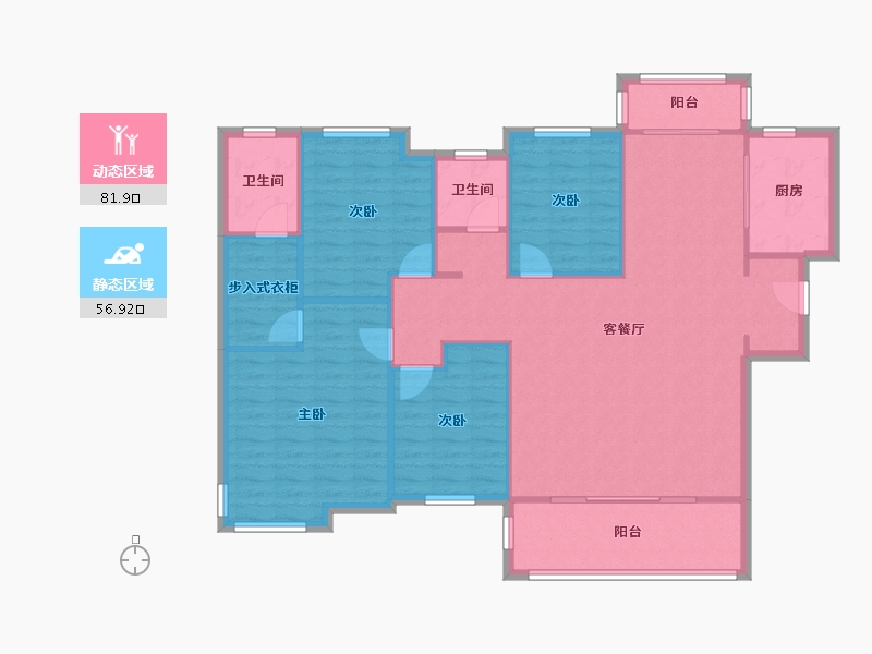 湖南省-长沙市-北辰中央公园D区慧辰园-124.80-户型库-动静分区