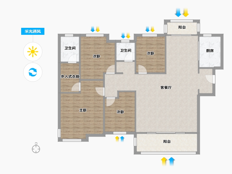 湖南省-长沙市-北辰中央公园D区慧辰园-124.80-户型库-采光通风