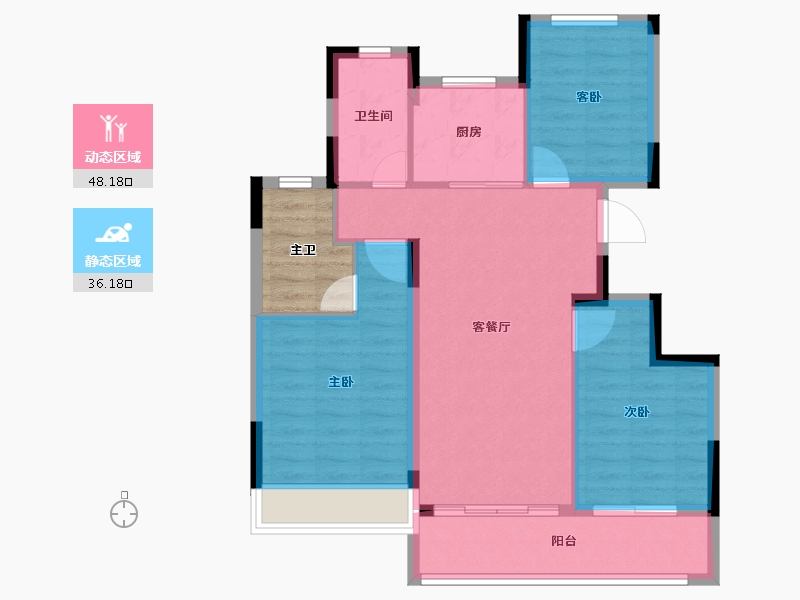 浙江省-杭州市-绿翠芳映轩-81.52-户型库-动静分区