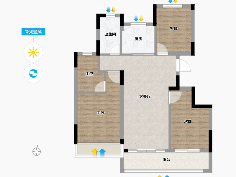 浙江省-杭州市-绿翠芳映轩-81.52-户型库-采光通风