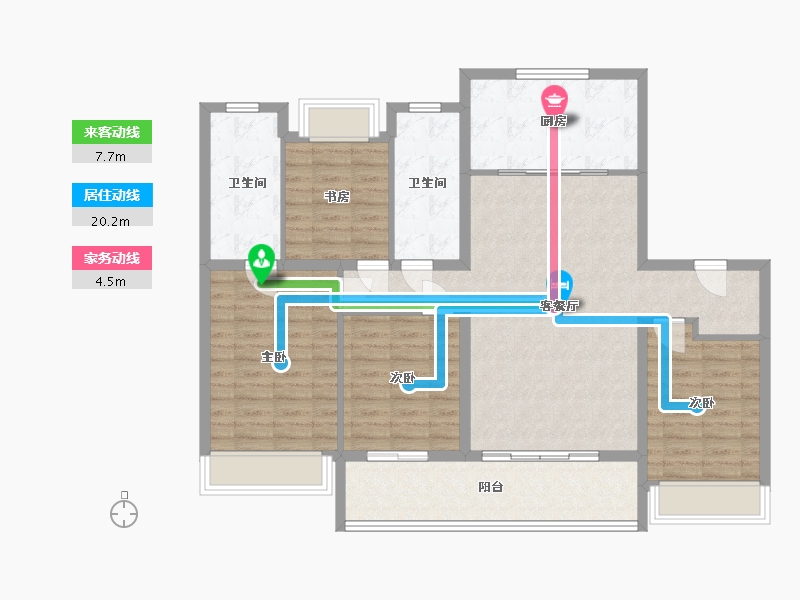 江苏省-苏州市-万科璞拾胥江-114.73-户型库-动静线