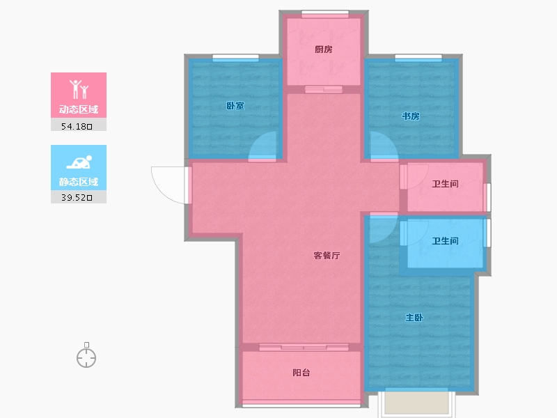 陕西省-宝鸡市-龙泉尚居-82.96-户型库-动静分区