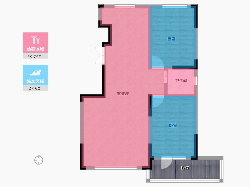 吉林省-延边朝鲜族自治州-水韵阳光二期-77.47-户型库-动静分区