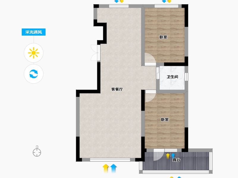 吉林省-延边朝鲜族自治州-水韵阳光二期-77.47-户型库-采光通风