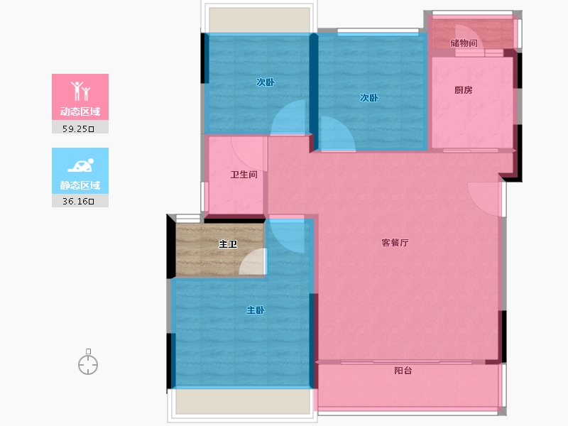 四川省-成都市-空港兴城锦楠上院-90.40-户型库-动静分区