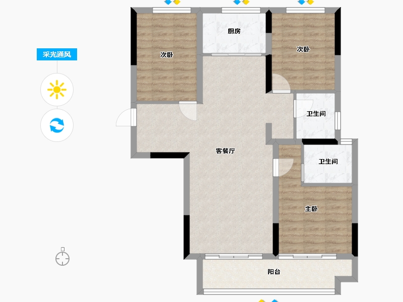 山西省-忻州市-华悦壹号院-99.80-户型库-采光通风