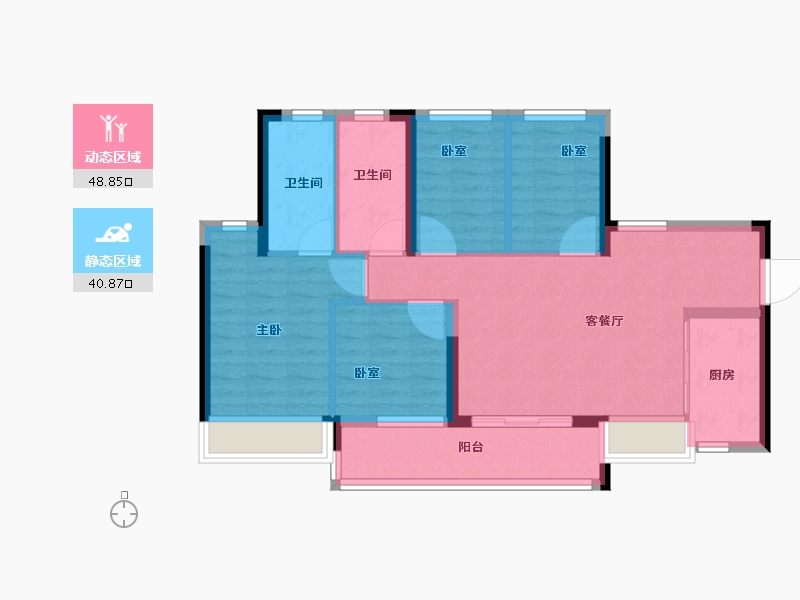 广东省-中山市-万科深业·湾中新城·全新洋房组团-79.99-户型库-动静分区