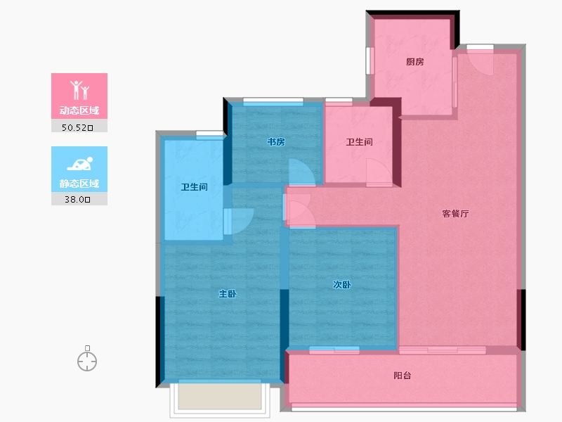 浙江省-杭州市-地铁越秀·星漫云渚-79.20-户型库-动静分区