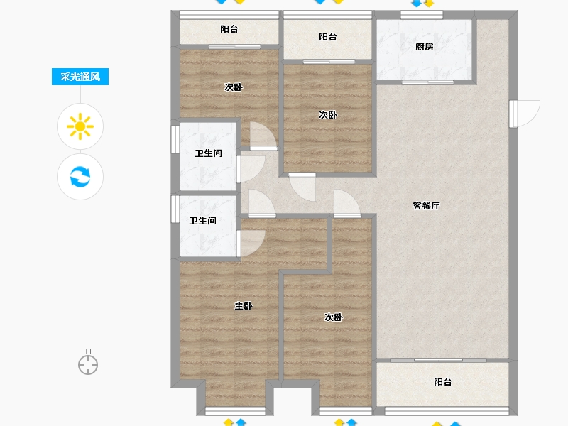 浙江省-金华市-君华水岸-100.80-户型库-采光通风