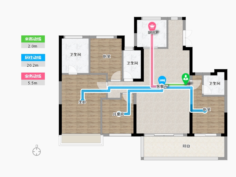 浙江省-台州市-方远建发·缦云-127.62-户型库-动静线