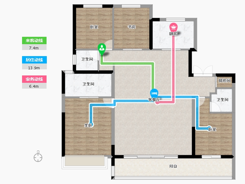 陕西省-西安市-华润置地港悦城嘉悦-135.41-户型库-动静线