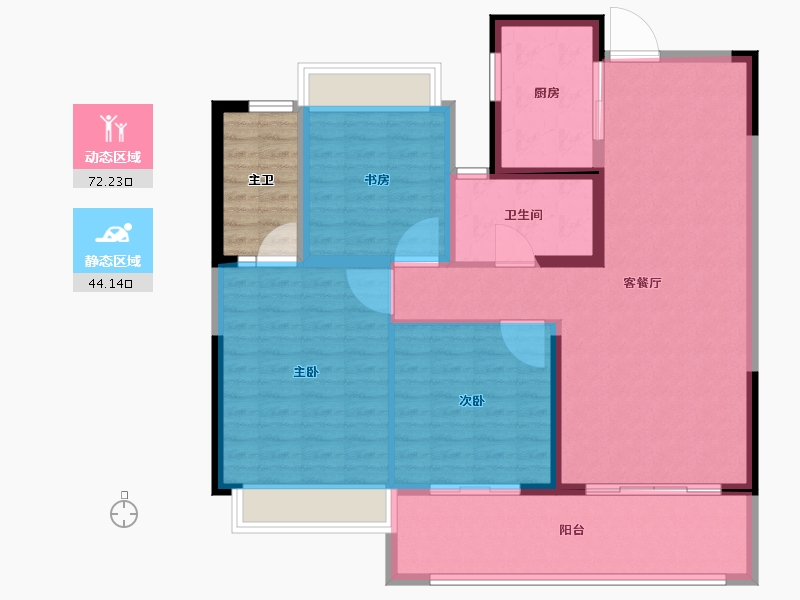 海南省-海口市-元垄·望品-111.64-户型库-动静分区