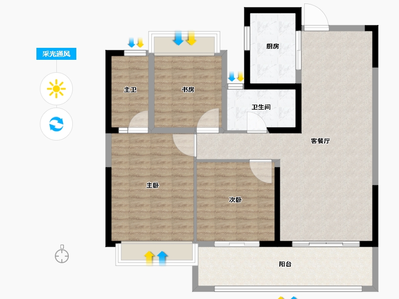 海南省-海口市-元垄·望品-111.64-户型库-采光通风