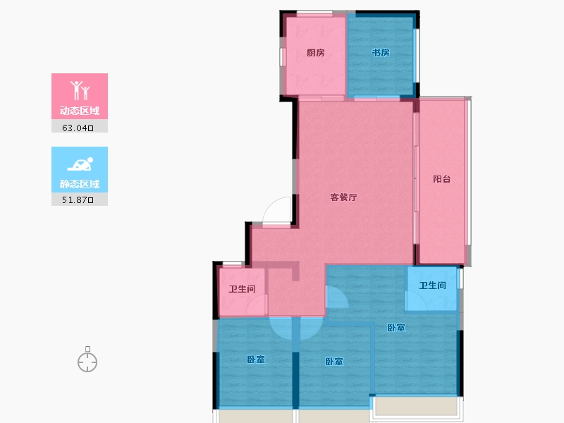 浙江省-台州市-方远建发·缦云-105.37-户型库-动静分区