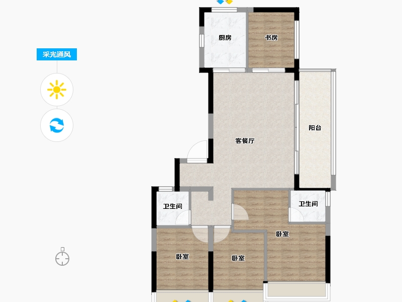 浙江省-台州市-方远建发·缦云-105.37-户型库-采光通风