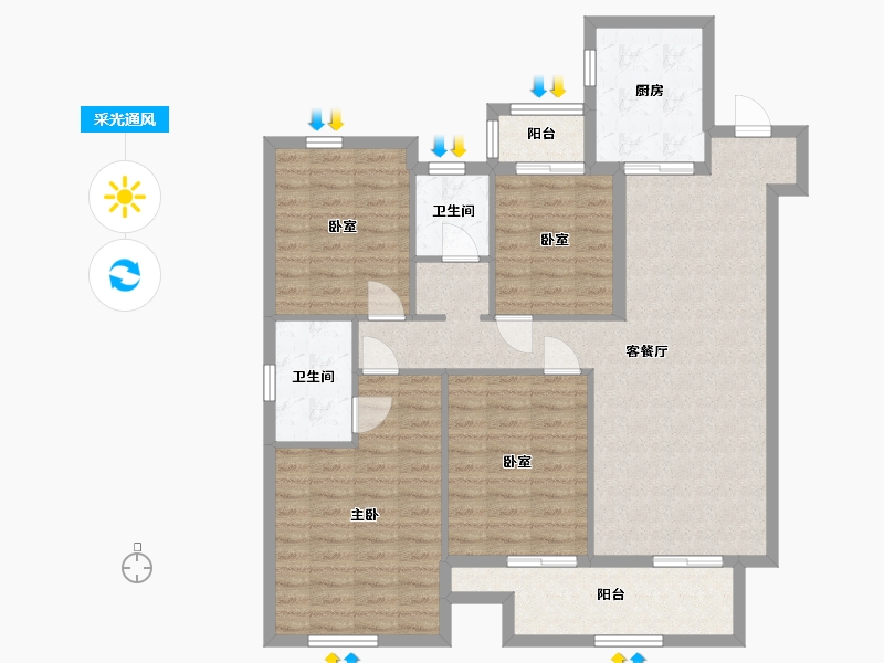 湖北省-武汉市-御璟上城-111.21-户型库-采光通风