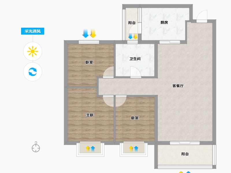 山东省-济南市-济南悦珑台-88.81-户型库-采光通风