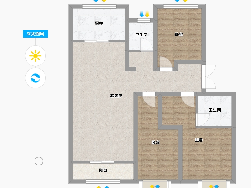 河北省-秦皇岛市-皓顺琨御-104.00-户型库-采光通风