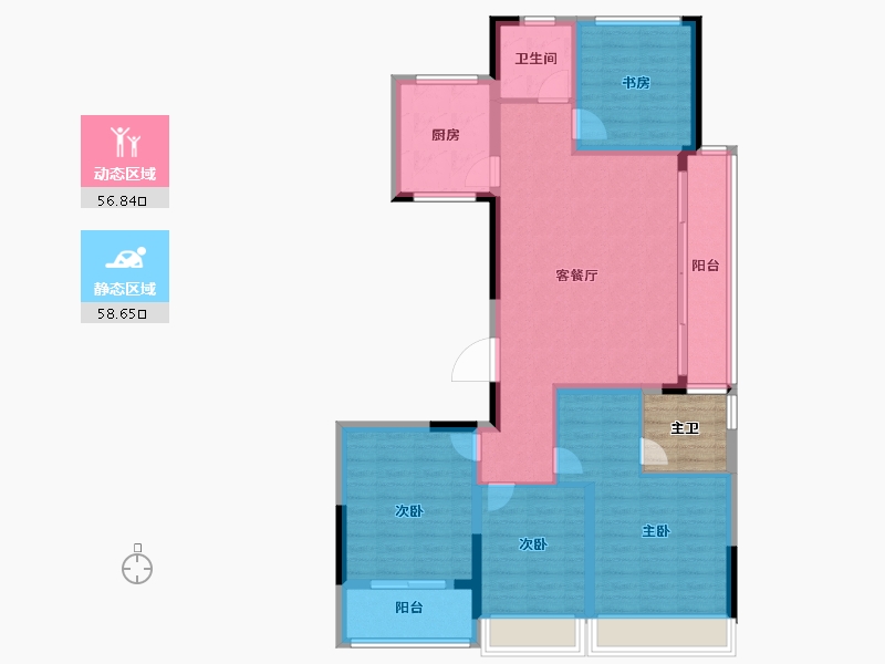 浙江省-杭州市-未来城云上凤栖(人才共有产权房)-108.00-户型库-动静分区