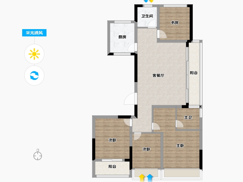 浙江省-杭州市-未来城云上凤栖(人才共有产权房)-108.00-户型库-采光通风