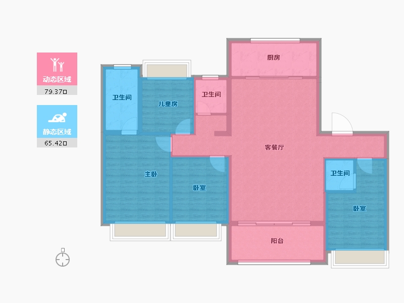 江苏省-苏州市-保利·天汇星湖-132.00-户型库-动静分区