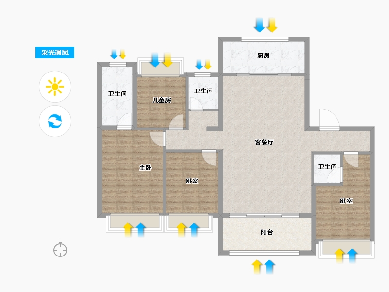 江苏省-苏州市-保利·天汇星湖-132.00-户型库-采光通风