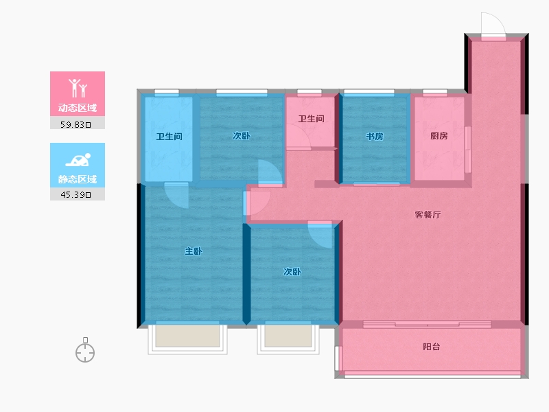 陕西省-西安市-金泰和樾-93.42-户型库-动静分区