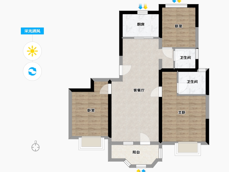 河北省-石家庄市-观唐名邸-94.88-户型库-采光通风