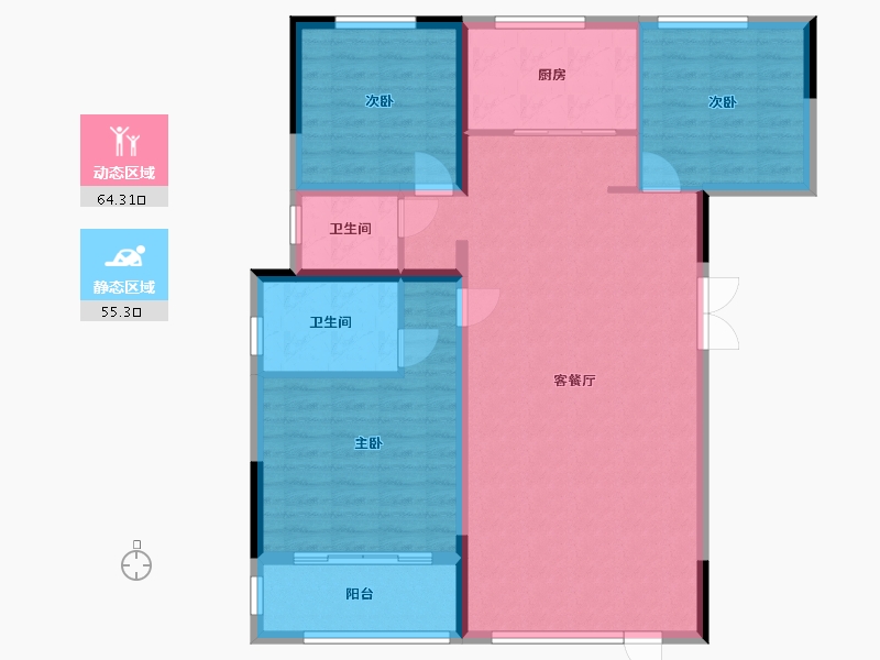 河北省-廊坊市-上善颐园含芳苑2期-109.06-户型库-动静分区