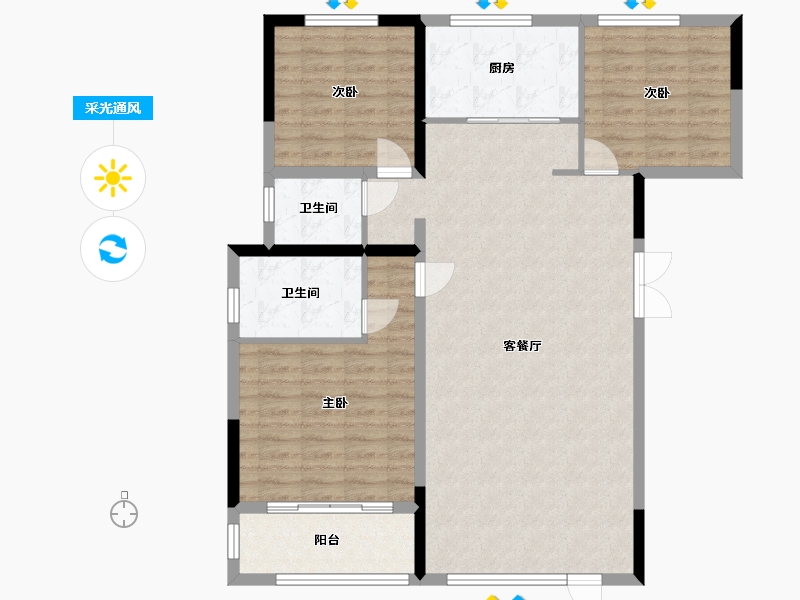 河北省-廊坊市-上善颐园含芳苑2期-109.06-户型库-采光通风