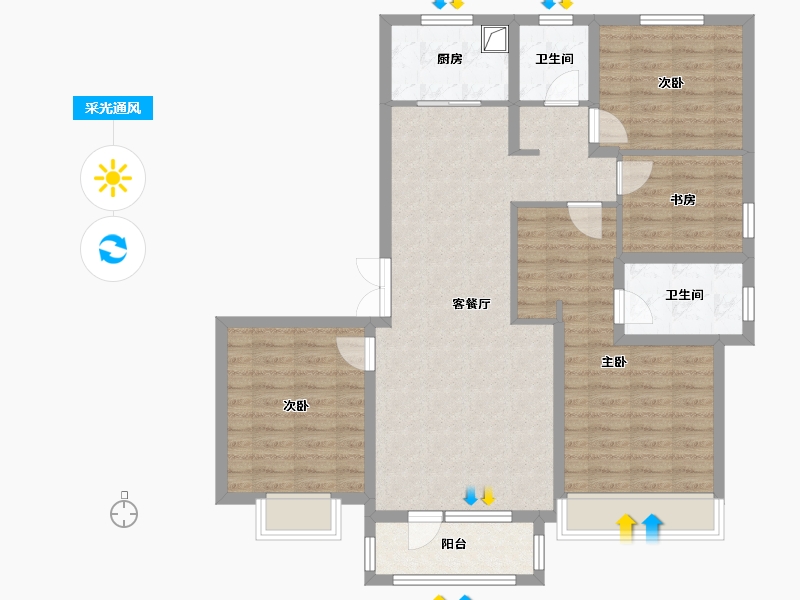 河北省-邯郸市-安联九都漫城-127.00-户型库-采光通风