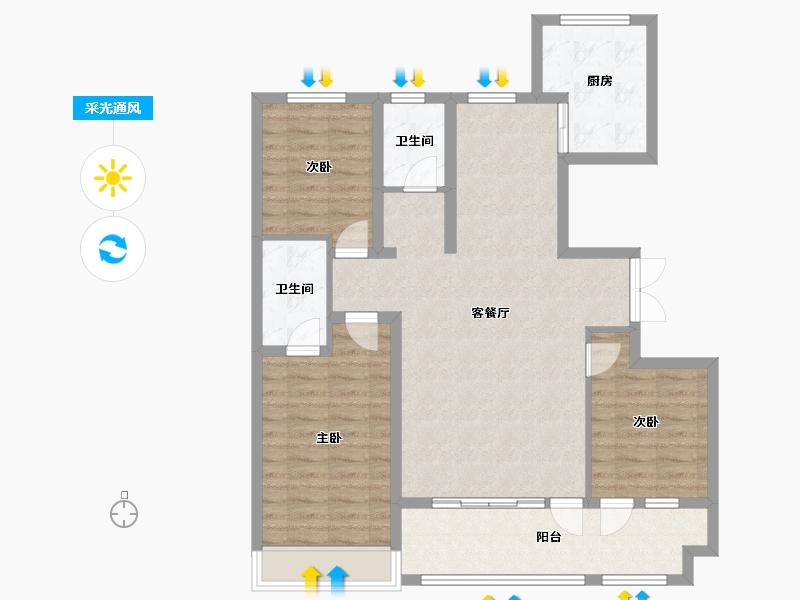 山东省-潍坊市-恒信弥水春风-118.80-户型库-采光通风