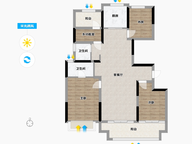 河南省-郑州市-郑轨云麓-99.36-户型库-采光通风