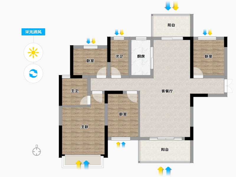 湖南省-永州市-壹品江山-100.65-户型库-采光通风