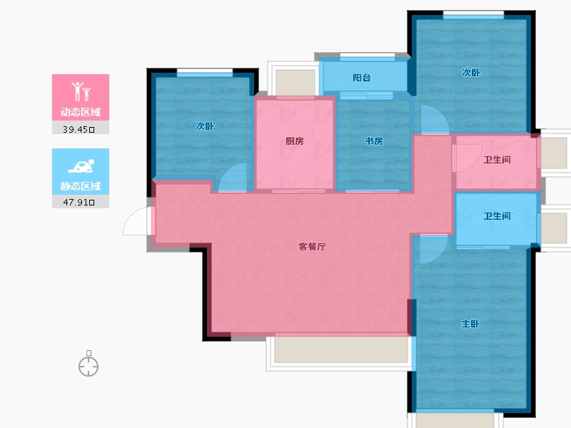 福建省-厦门市-水晶尚苑-87.20-户型库-动静分区