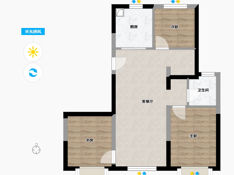 北京-北京市-樾园-73.76-户型库-采光通风