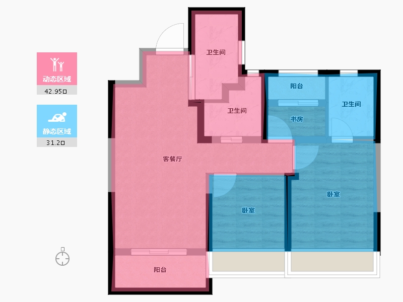 陕西省-西安市-保利阅云台-65.87-户型库-动静分区