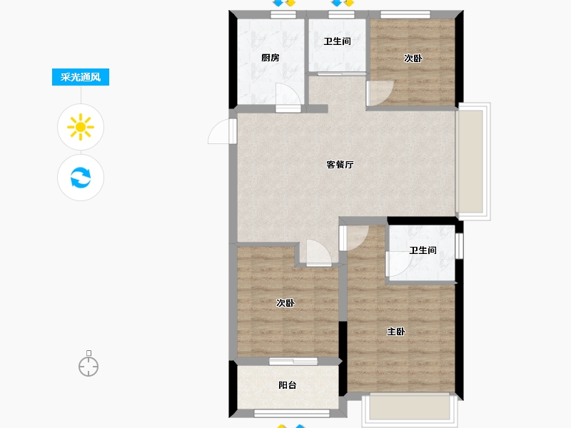 浙江省-嘉兴市-春天学府-74.22-户型库-采光通风