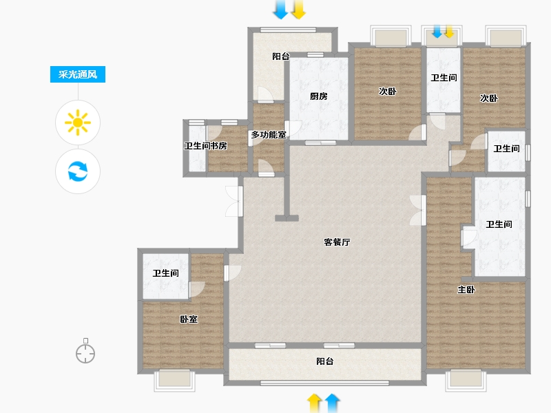 上海-上海市-金融湾·晶二期-239.42-户型库-采光通风