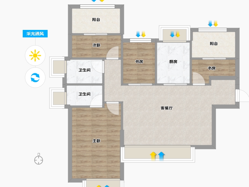 福建省-厦门市-水晶尚苑-86.06-户型库-采光通风