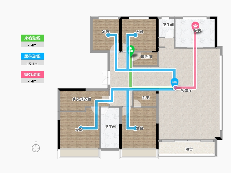 江苏省-徐州市-保利建发天瑞-174.40-户型库-动静线